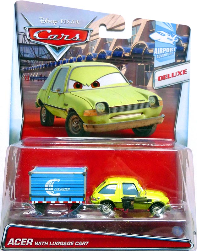 Acer with Luggage Cart from the Cars 2015 series, Mattel 1:55 diecast on its card