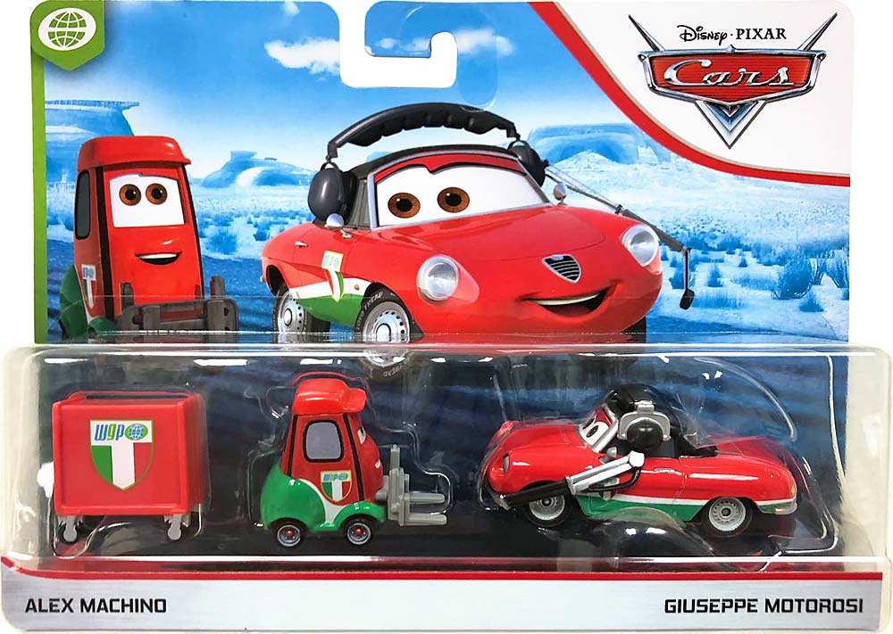 Alex Machino from the Cars 2016 series, Mattel 1:55 diecast on its card