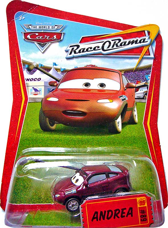 Andrea from the Race O Rama series, Mattel 1:55 diecast on its card