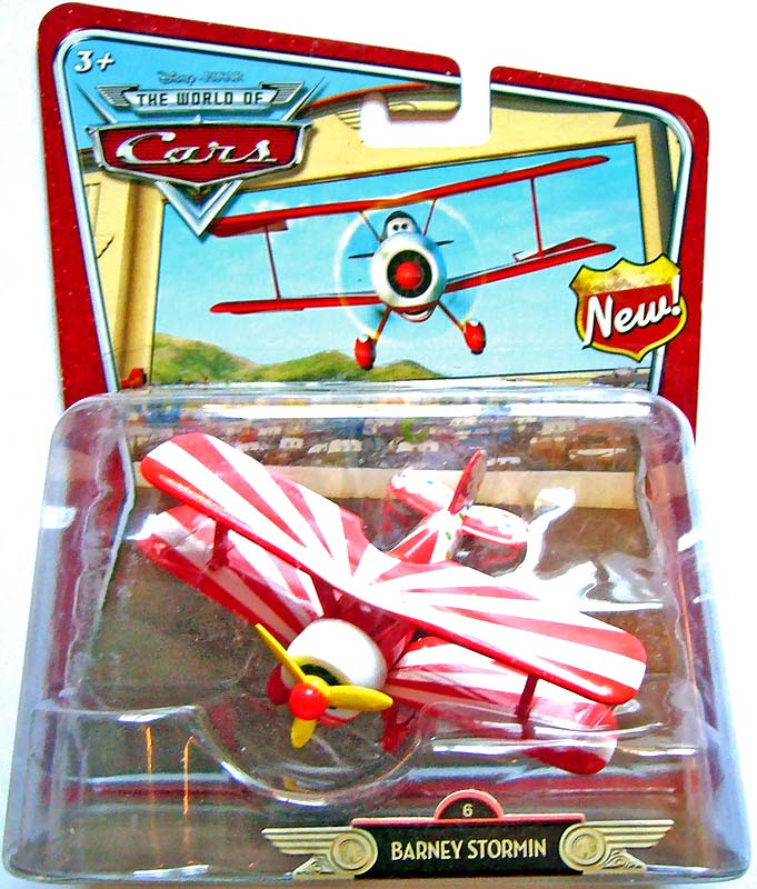 Barney Stormin (metal wings) from the World of Cars series, Mattel 1:55 diecast on its card