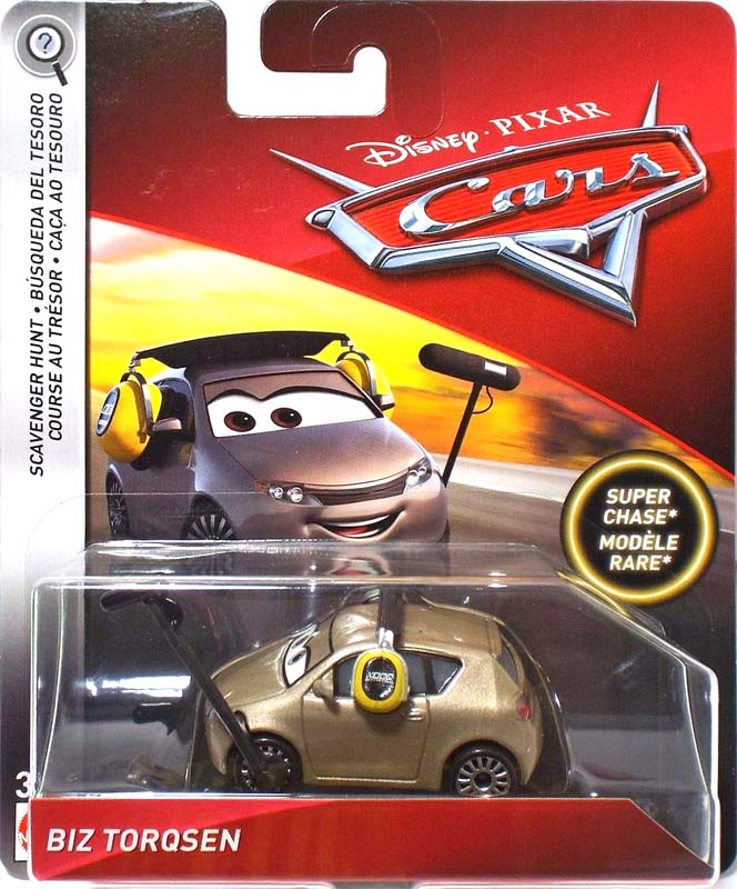 Biz Torqsen from the Cars 2018-2019 series, Mattel 1:55 diecast on its card