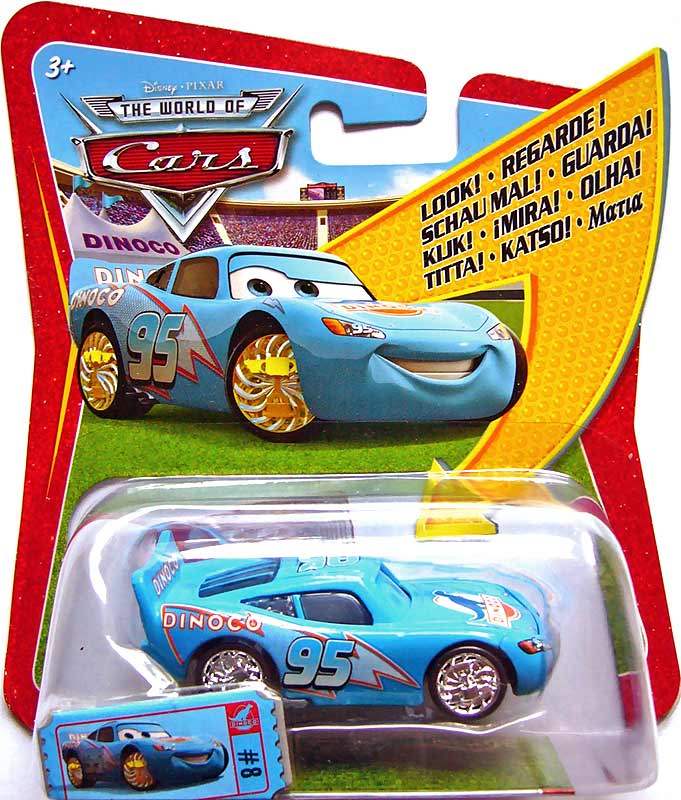 Bling Bling McQueen from the World of Cars series, Mattel 1:55 diecast on its card