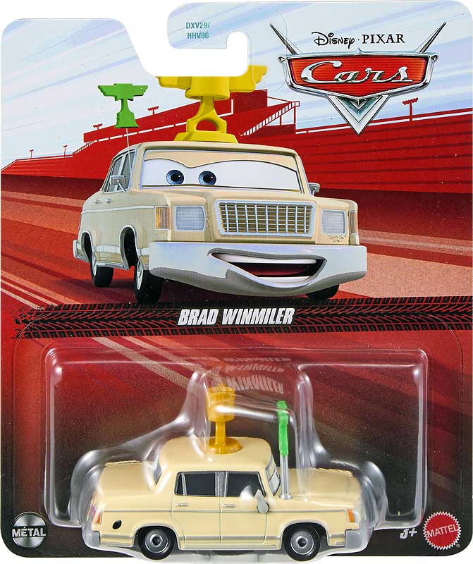 Brad Winmiler from the Cars 2016 series, Mattel 1:55 diecast on its card