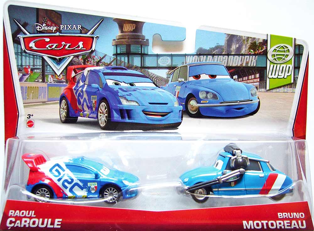 Bruno Motoreau from the Cars 2 series, Mattel 1:55 diecast on its card