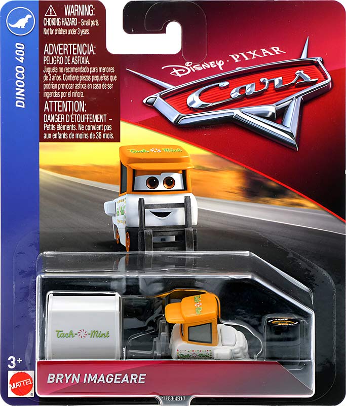 Bryn Imageare from the Cars 2018-2019 series, Mattel 1:55 diecast on its card