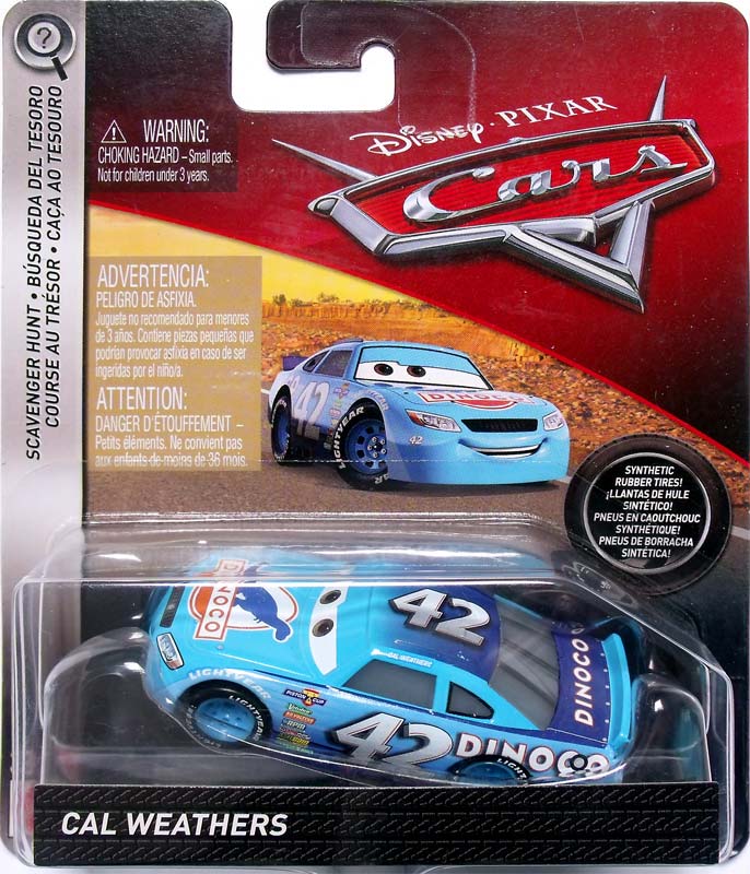 Cal Weathers (rubber tires) from the Cars 2018-2019 series, Mattel 1:55 diecast on its card