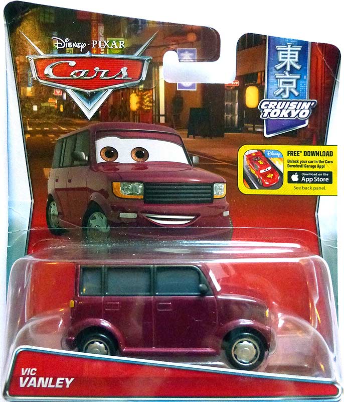 Vic Vanley from the Cars 2016 series, Mattel 1:55 diecast on its card