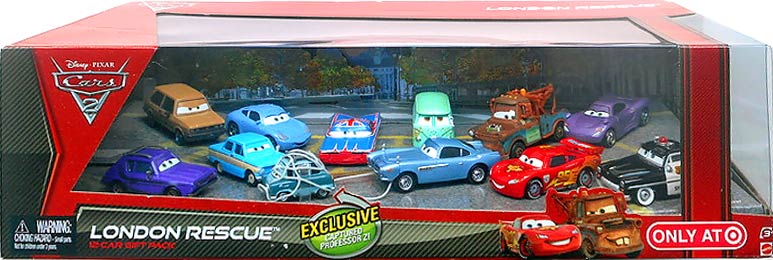 Captured Professor Z from the Cars 2 series, Mattel 1:55 diecast on its card