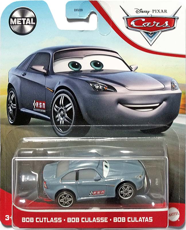 Cars 3 Bob Cutlass from the Cars 2018-2019 series, Mattel 1:55 diecast on its card