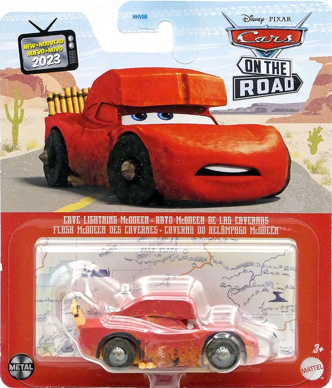 Cave Lightning McQueen from the Cars on the Road series, Mattel 1:55 diecast on its card