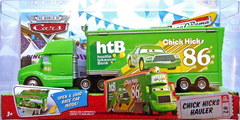 Chick Hicks Hauler from the Race O Rama series, Mattel 1:55 diecast on its card