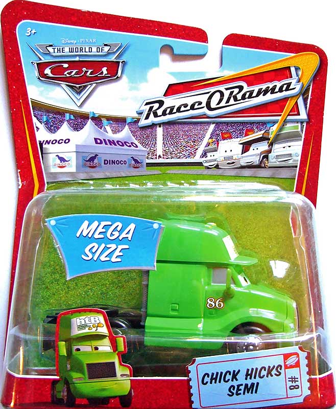 Chick Hicks Semi from the Race O Rama series, Mattel 1:55 diecast on its card