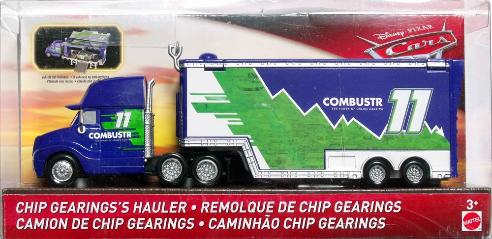 Chip Gearings's Hauler from the Cars 2018-2019 series, Mattel 1:55 diecast on its card