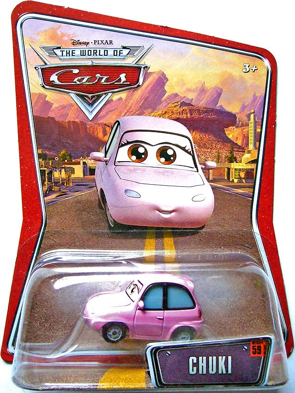 Chuki from the World of Cars series, Mattel 1:55 diecast on its card