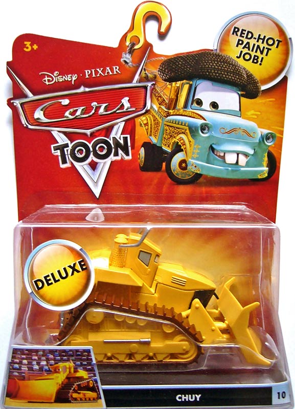 Chuy from the Cars Toon series, Mattel 1:55 diecast on its card