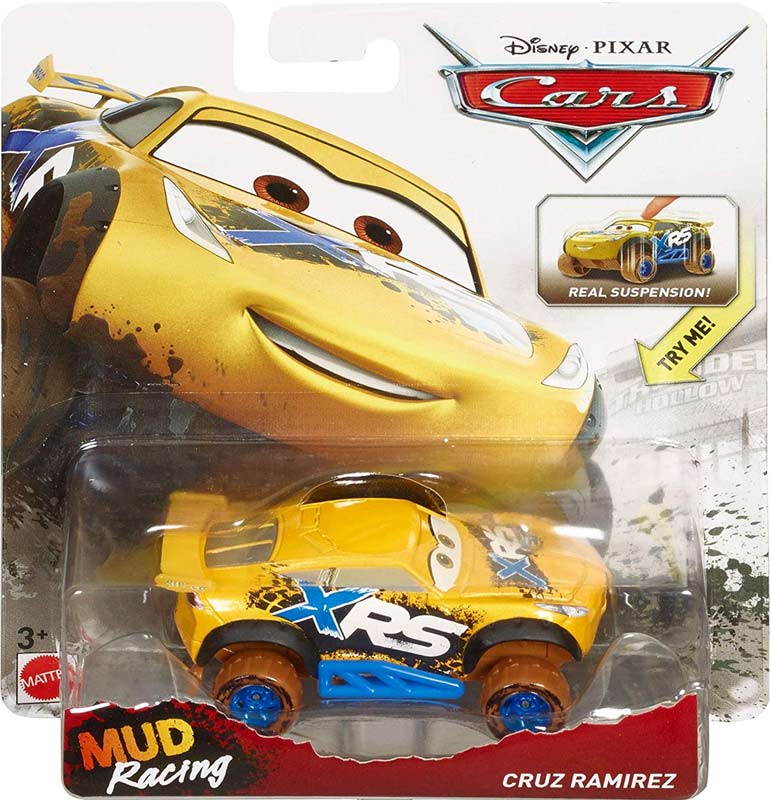 Cruz Ramirez (Mud Racing) from the Cars 2018-2019 series, Mattel 1:55 diecast on its card