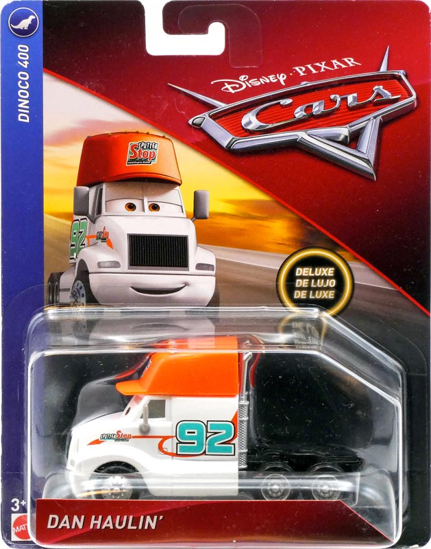 Dan Haulin' from the Cars 2018-2019 series, Mattel 1:55 diecast on its card