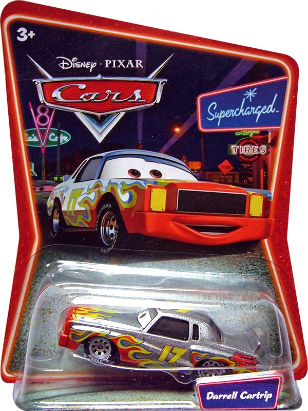 Darrell Cartrip (first version) from the Supercharged series, Mattel 1:55 diecast on its card