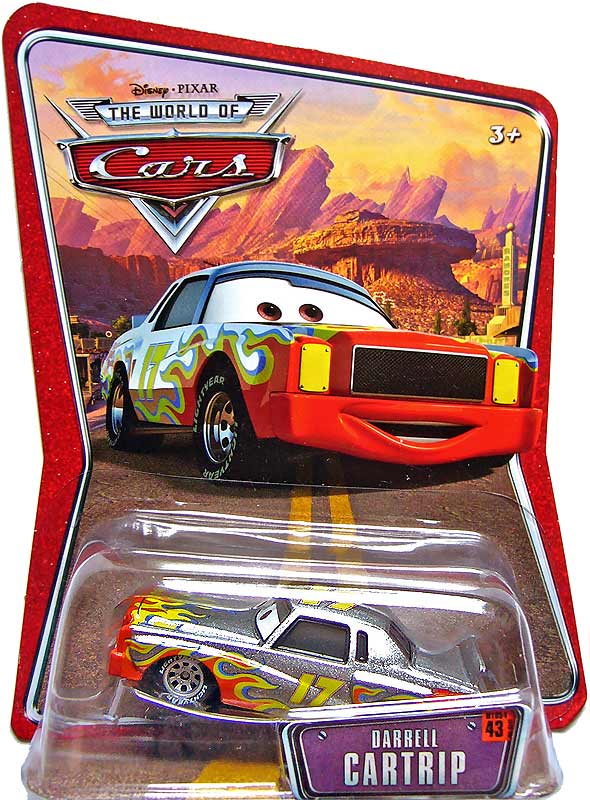 Darrell Cartrip from the World of Cars series, Mattel 1:55 diecast on its card