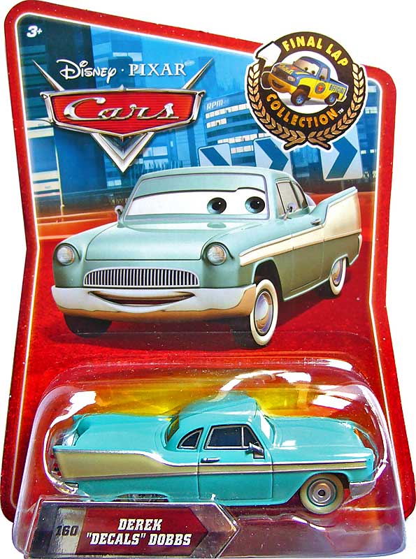 Derek Decals Dobbs from the Final Lap series, Mattel 1:55 diecast on its card