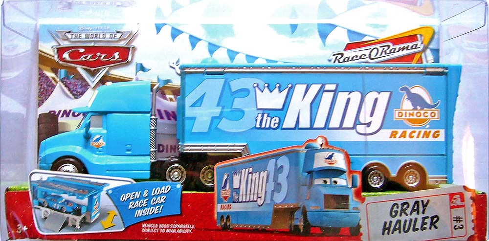 Dinoco Hauler from the Race O Rama series, Mattel 1:55 diecast on its card