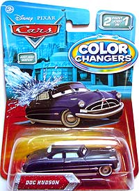 Doc Hudson (color changer) from the Final Lap series, Mattel 1:55 diecast on its card