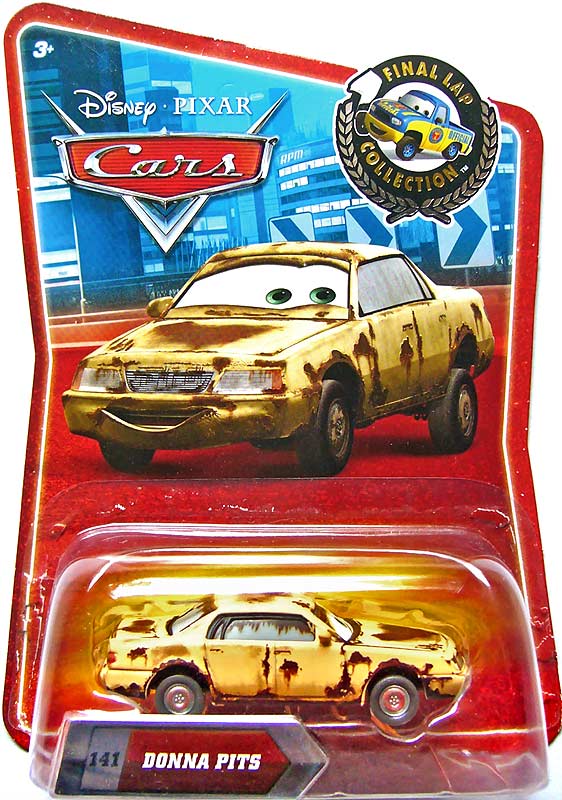 Donna Pits from the Final Lap series, Mattel 1:55 diecast on its card