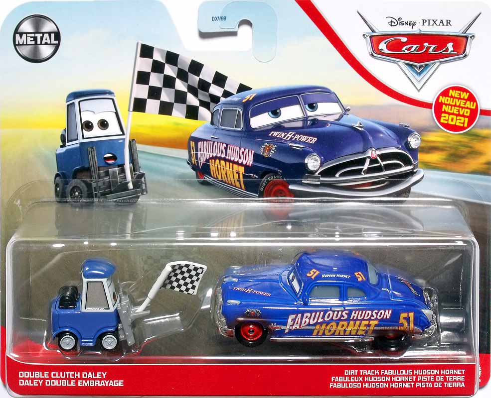 Double Clutch Daley from the Cars 2021 series, Mattel 1:55 diecast on its card