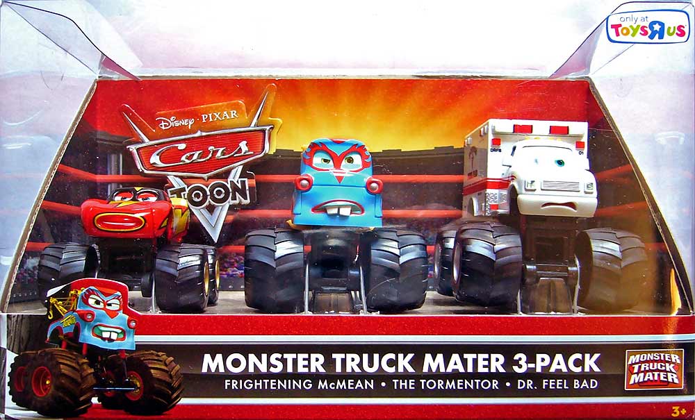 Frightening McMean (3 pack with Dr Feel Bad variant) from the Cars Toon series, Mattel 1:55 diecast on its card