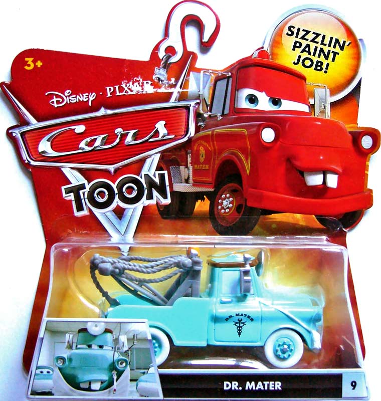 Dr Mater from the Cars Toon series, Mattel 1:55 diecast on its card