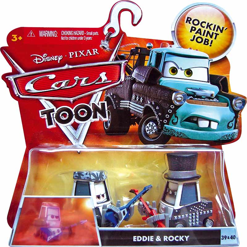 Eddie from the Cars Toon series, Mattel 1:55 diecast on its card