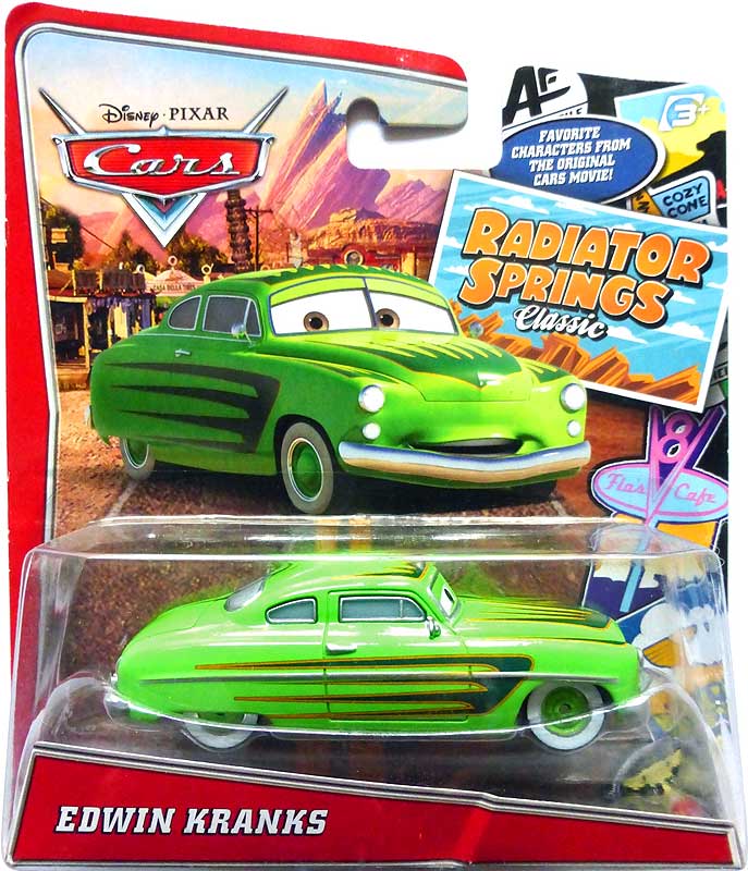 Edwin Kranks from the Radiator Springs Classic series, Mattel 1:55 diecast on its card