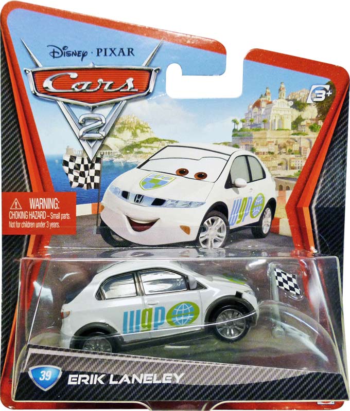Erik Laneley  from the Cars 2 series, Mattel 1:55 diecast on its card