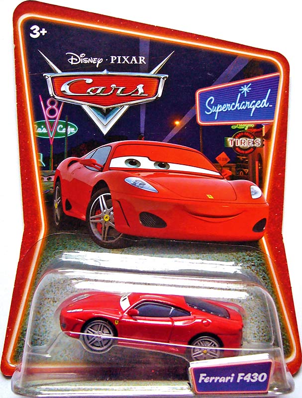 Ferrari F430 from the Supercharged series, Mattel 1:55 diecast on its card