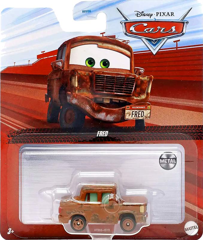 Fred (first size) from the Cars 2022 series, Mattel 1:55 diecast on its card