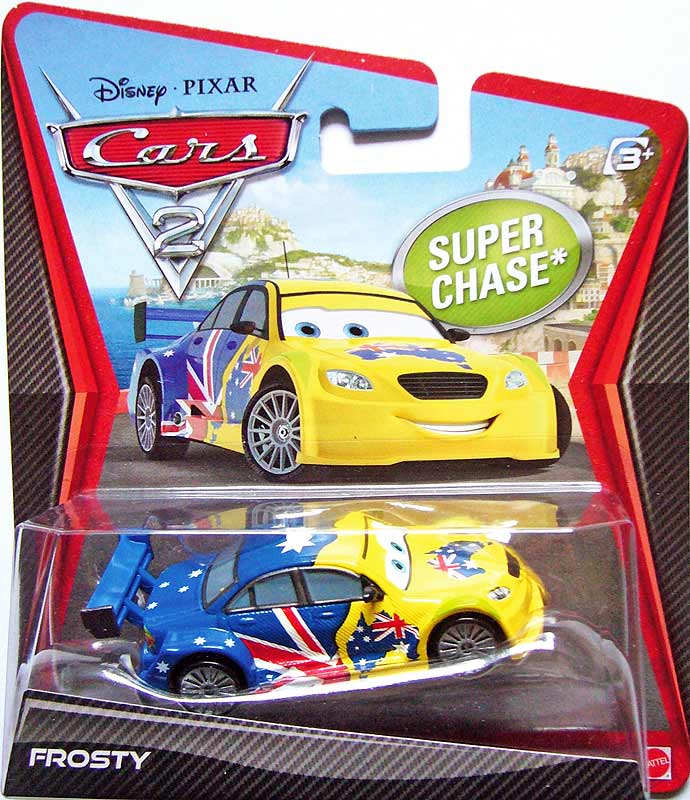 Frosty from the Cars 2 series, Mattel 1:55 diecast on its card