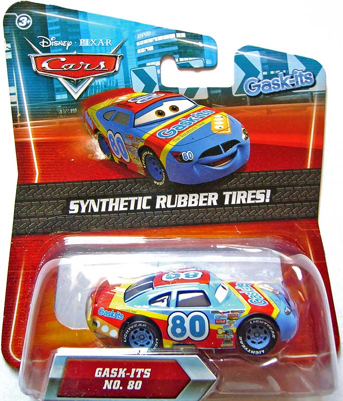 Gask-Its (rubber tires) from the Final Lap series, Mattel 1:55 diecast on its card