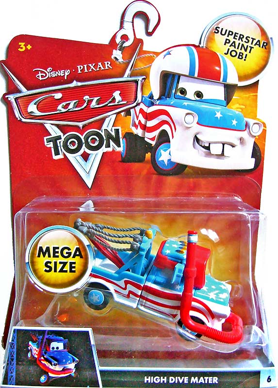 High Dive Mater from the Cars Toon series, Mattel 1:55 diecast on its card