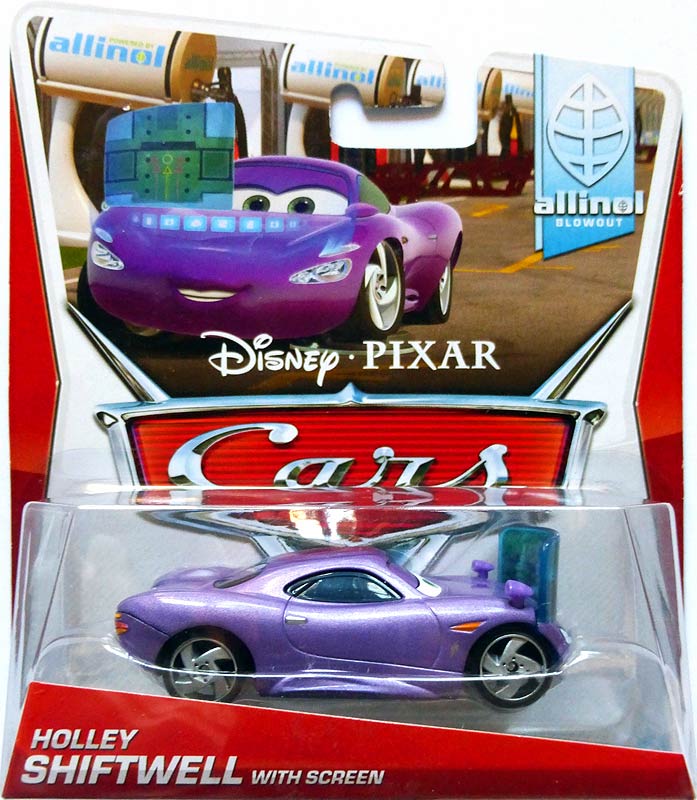 Holley Shiftwell with Screen (variant) from the World of Cars 2014 series, Mattel 1:55 diecast on its card