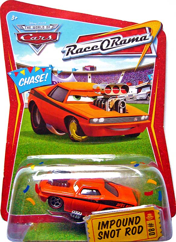Impound Snot Rod (Chase) from the Race O Rama series, Mattel 1:55 diecast on its card