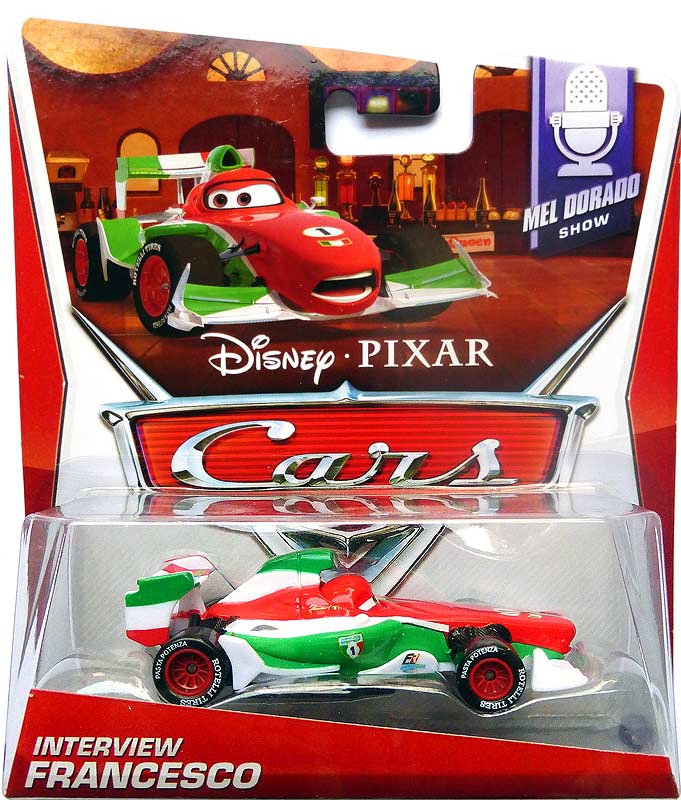 Interview Francesco from the World of Cars 2014 series, Mattel 1:55 diecast on its card