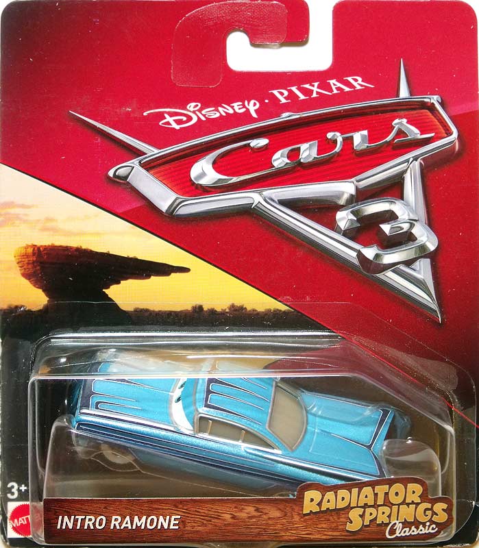 Intro Ramone from the Radiator Springs Classic series, Mattel 1:55 diecast on its card