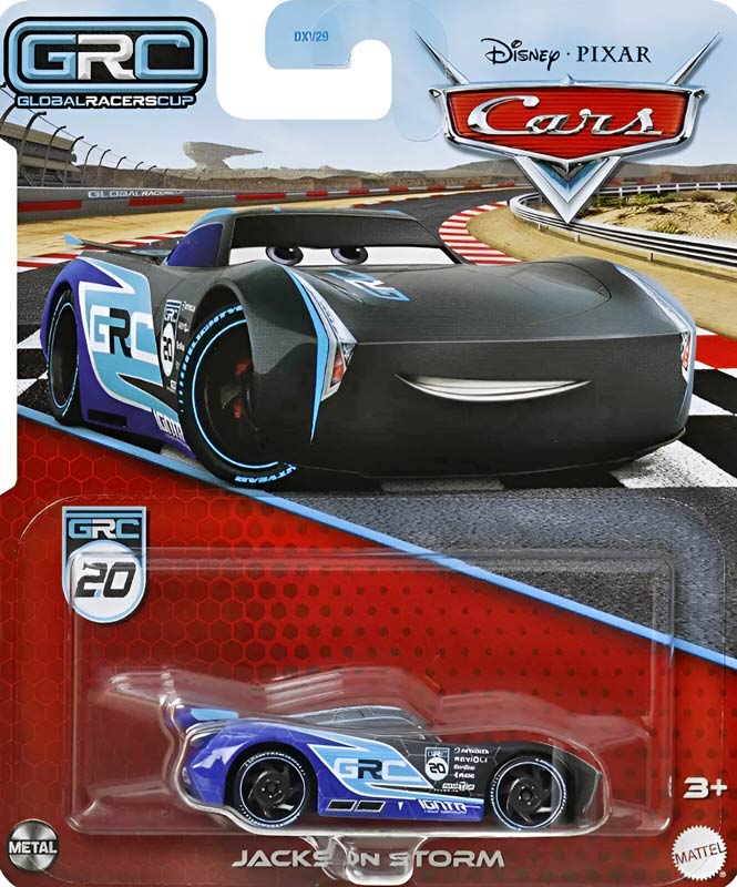 Jackson Storm (GRC) from the Cars 2024 series, Mattel 1:55 diecast on its card