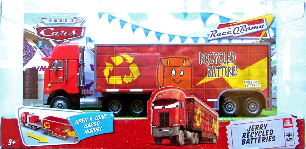 Jerry Recycled Batteries from the Race O Rama series, Mattel 1:55 diecast on its card