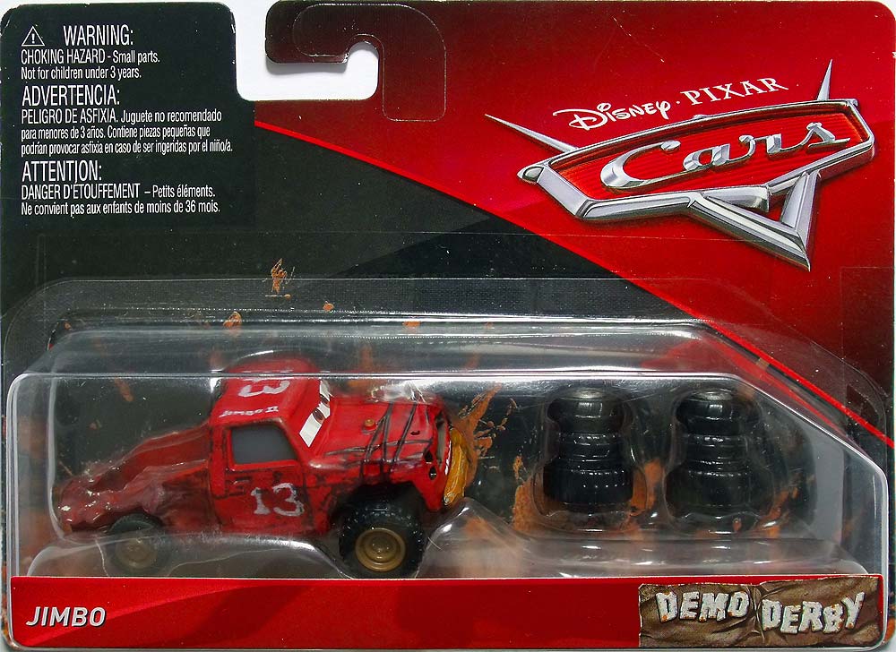 Jimbo (rubber tires) from the Cars 2018-2019 series, Mattel 1:55 diecast on its card