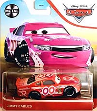 Jimmy Cables from the Cars 3 series, Mattel 1:55 diecast on its card