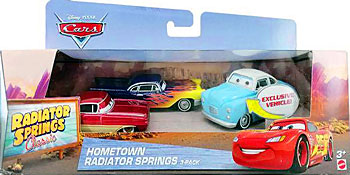 Jonas Revera from the Radiator Springs Classic series, Mattel 1:55 diecast on its card