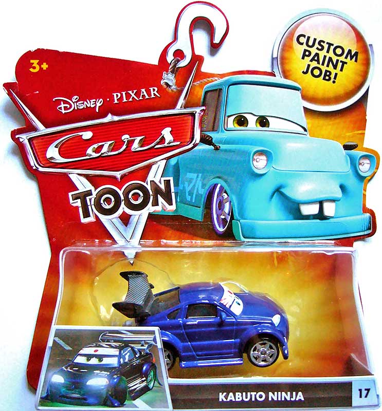 Kabuto Ninja from the Cars Toon series, Mattel 1:55 diecast on its card