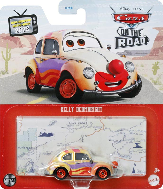 Kelly Beambright from the Cars on the Road series, Mattel 1:55 diecast on its card