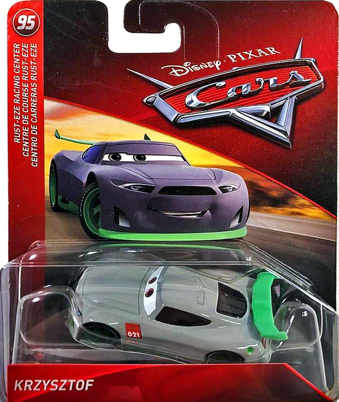 Krzysztof from the Cars 2018-2019 series, Mattel 1:55 diecast on its card